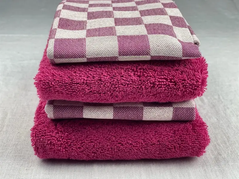 Foto 3 Theedoek blok Fuchsia