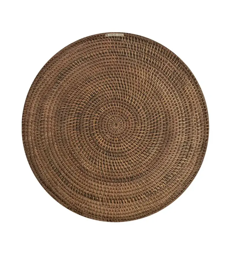 Foto 1 Placemat rond Raffia donker