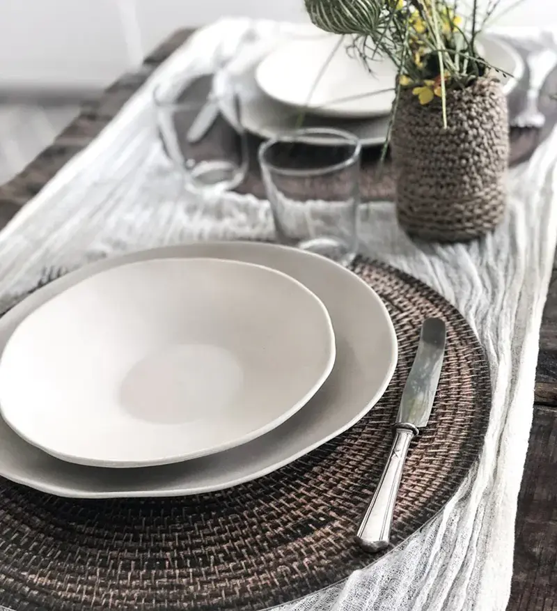 Foto 2 Placemat rond Raffia donker