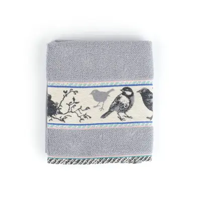 Foto van Handdoek Birds Grijs
