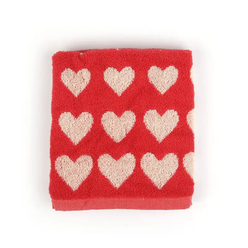 Foto 2 Handdoek Hearts Rood