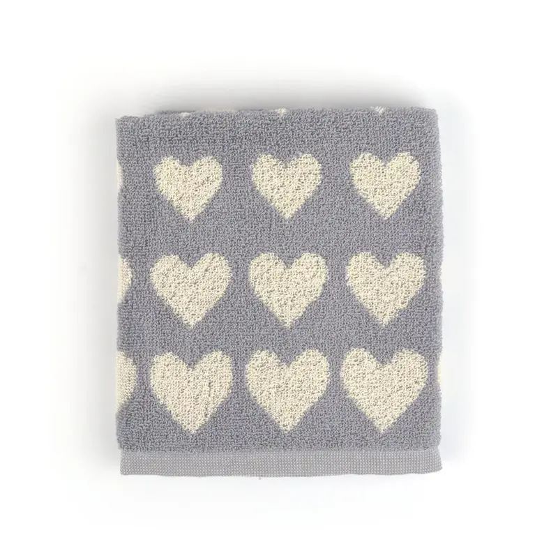 Foto 2 Handdoek Hearts Grijs