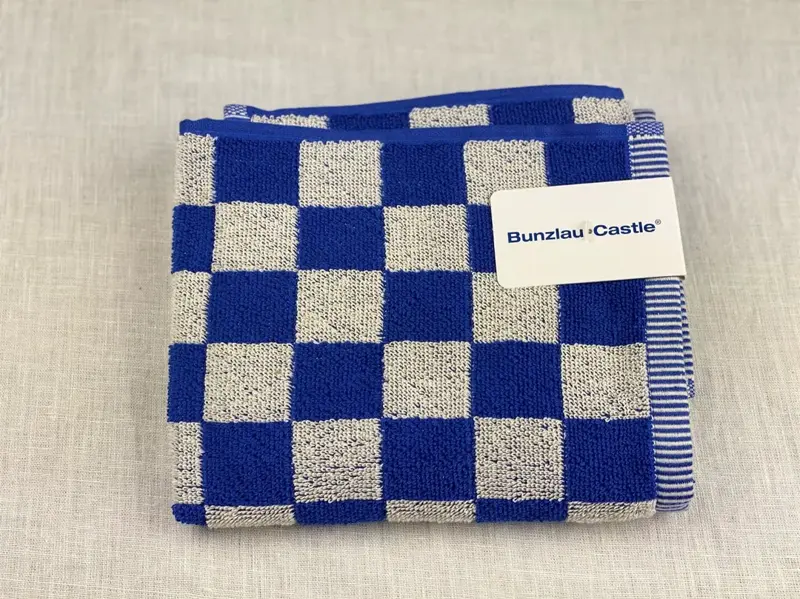 Foto 3 Handdoek grote blok Blauw