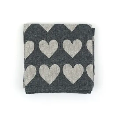 Foto van Theedoek Hearts Zwart