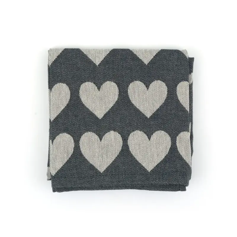 Foto 1 Theedoek Hearts Zwart