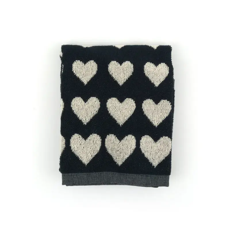 Foto 1 Handdoek Hearts Zwart
