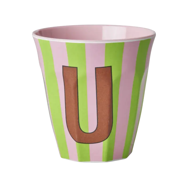 Foto 1 Melamine alfabet stripe Pink U