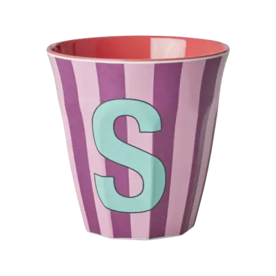 Foto van Melamine alfabet stripe Pink S