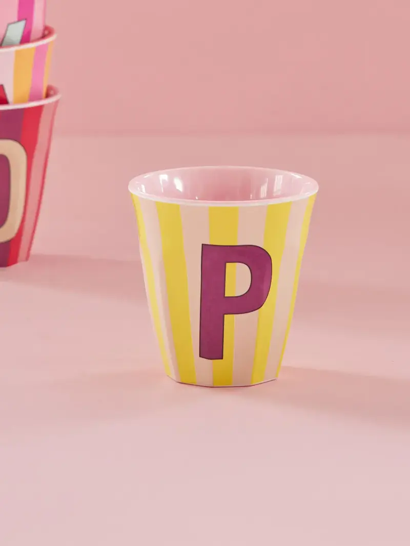 Foto 2 Melamine alfabet stripe Pink P