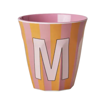 Foto van Melamine alfabet stripe Pink M