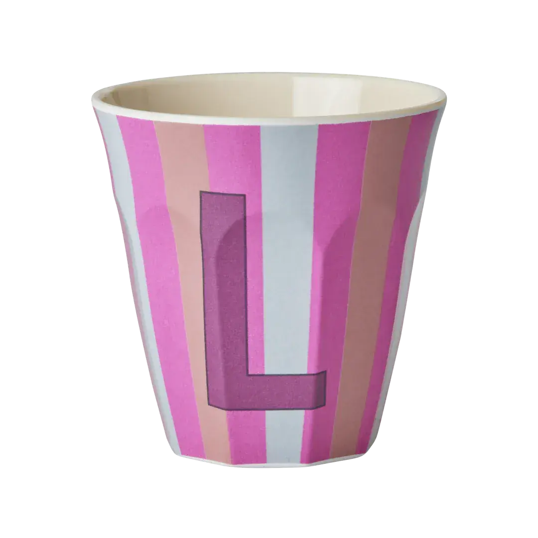 Foto van Melamine alfabet stripe Pink K