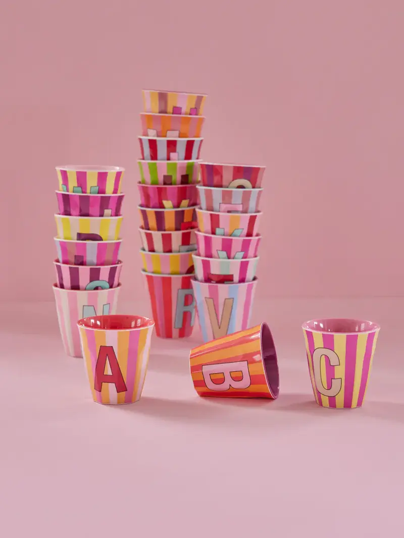 Foto 2 Melamine alfabet stripe Pink L