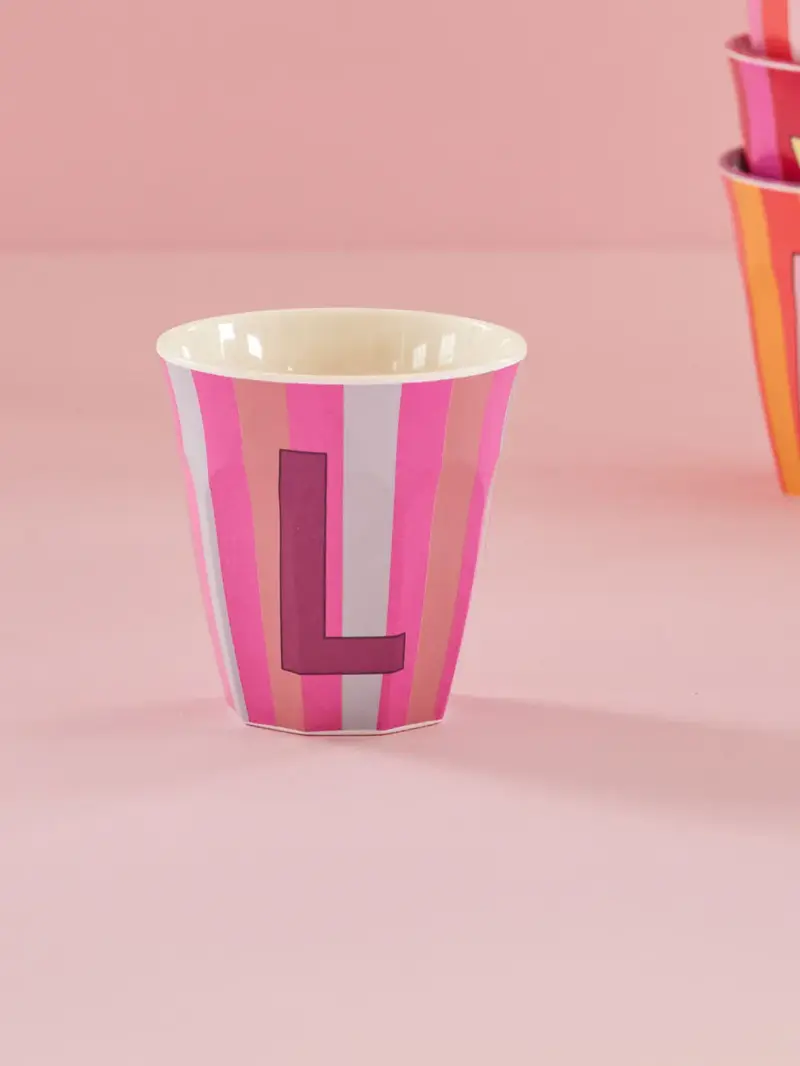Foto 3 Melamine alfabet stripe Pink L
