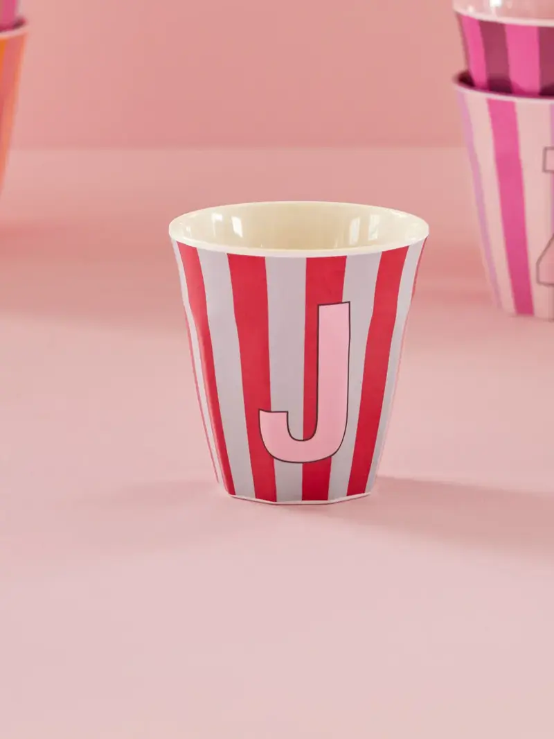 Foto 3 Melamine alfabet stripe Pink J