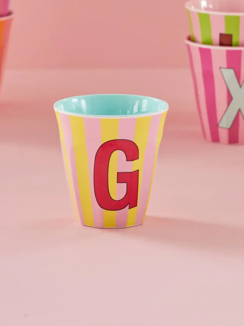 Foto 2 Melamine alfabet stripe Pink G