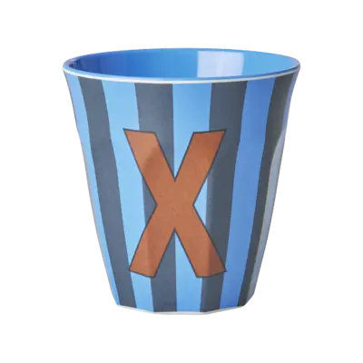 Foto van Melamine alfabet stripe Blue X