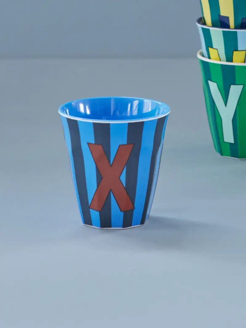 Foto 2 Melamine alfabet stripe Blue X