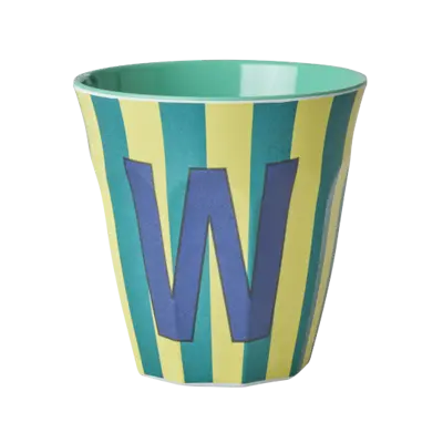 Foto van Melamine alfabet stripe Blue W