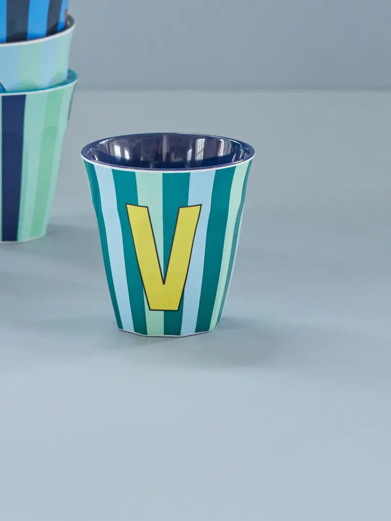 Foto 2 Melamine alfabet stripe Blue V