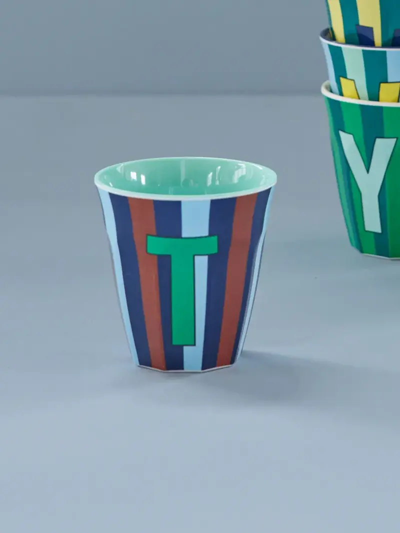 Foto 2 Melamine alfabet stripe Blue T