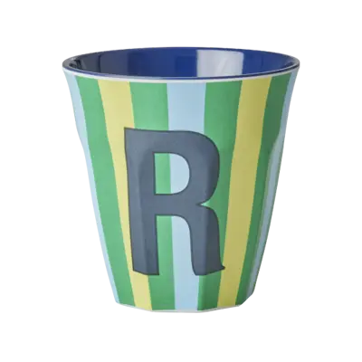 Foto van Melamine alfabet stripe Blue R