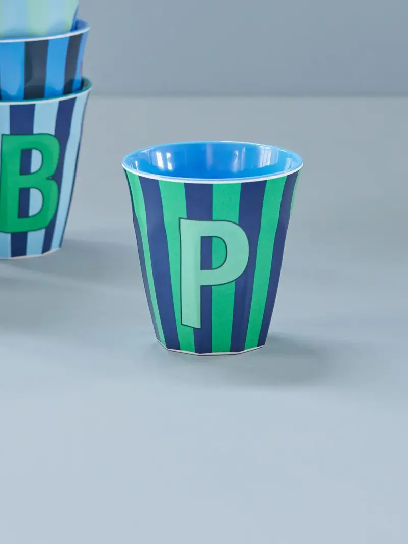 Foto 2 Melamine alfabet stripe Blue P