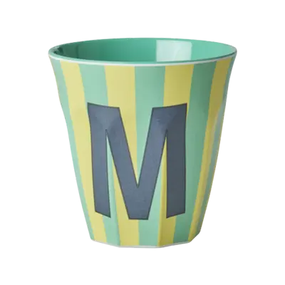 Foto van Melamine alfabet stripe Blue M
