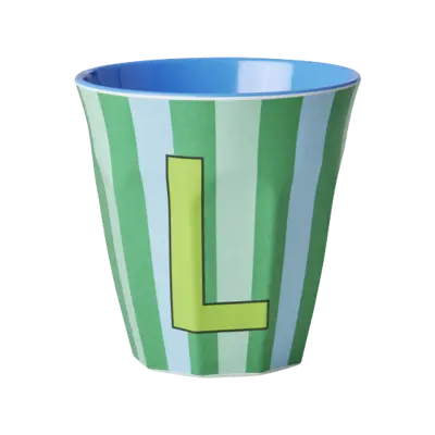 Foto van Melamine alfabet stripe Blue L