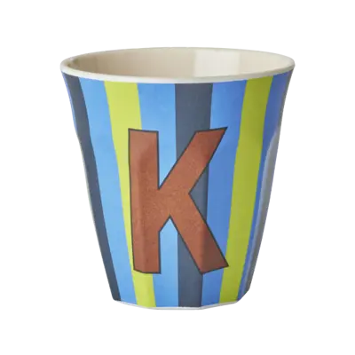 Foto van Melamine alfabet stripe Blue K