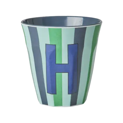 Foto van Melamine alfabet stripe Blue H