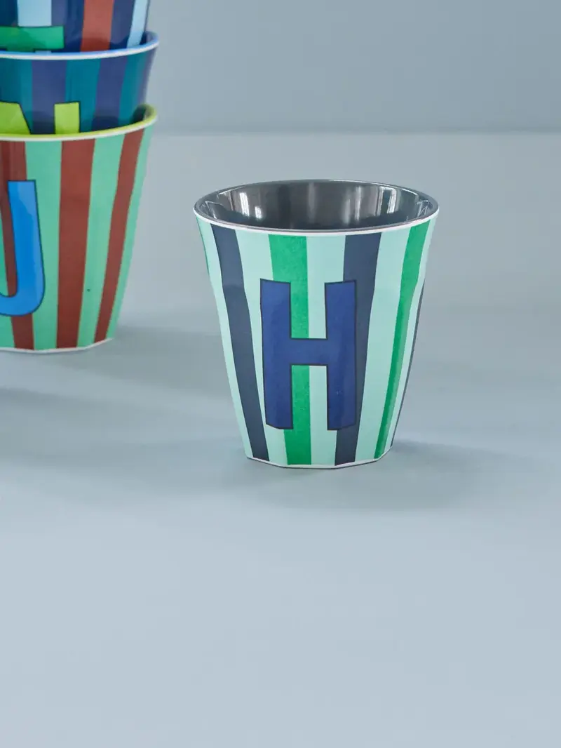 Foto 3 Melamine alfabet stripe Blue H
