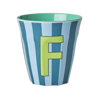 Foto van Melamine alfabet stripe Blue F