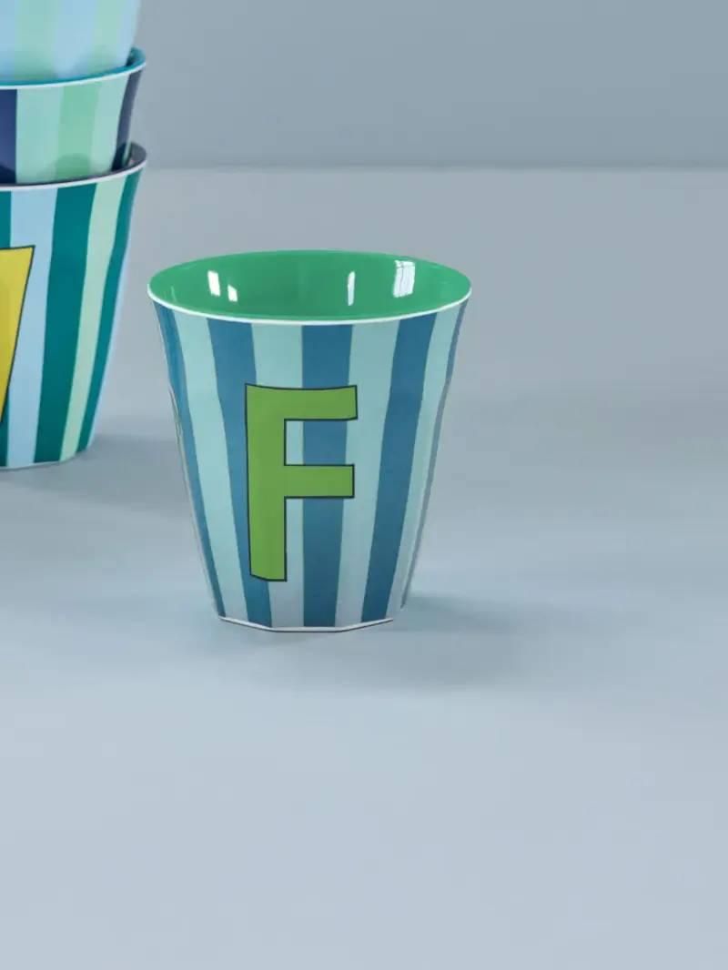 Foto 3 Melamine alfabet stripe Blue F