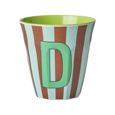 Foto van Melamine alfabet stripe Blue D