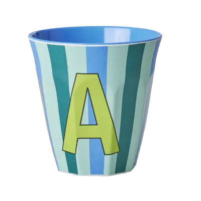 Foto van Melamine alfabet stripe Blue A