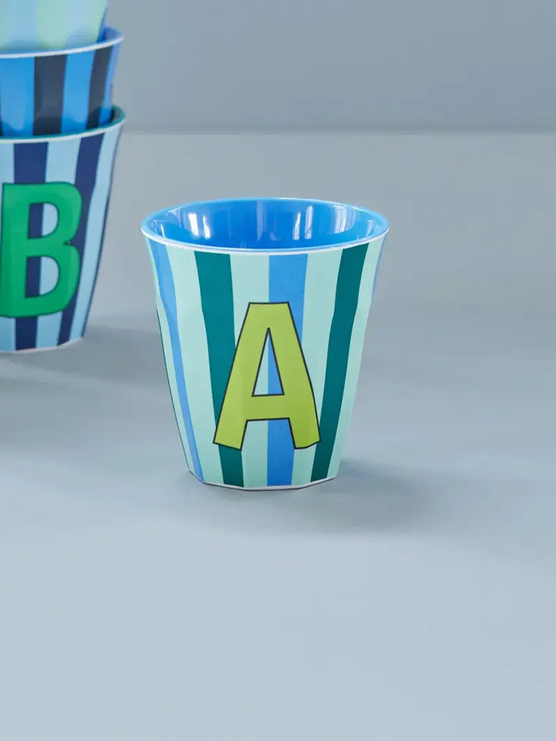 Foto 2 Melamine alfabet stripe Blue A
