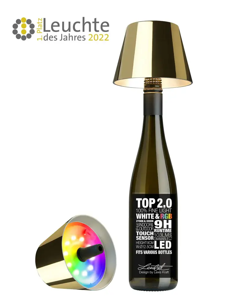 Foto 1 Flessenlampje RGB Goud