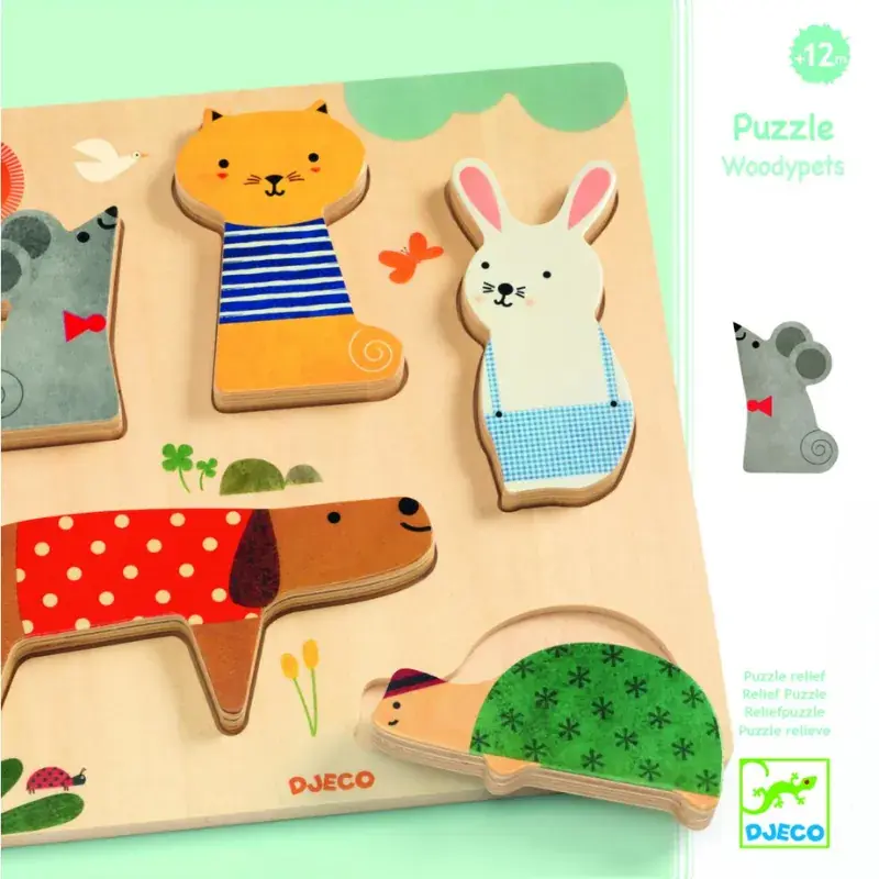 Foto 1 Djeco houten puzzel woodypets