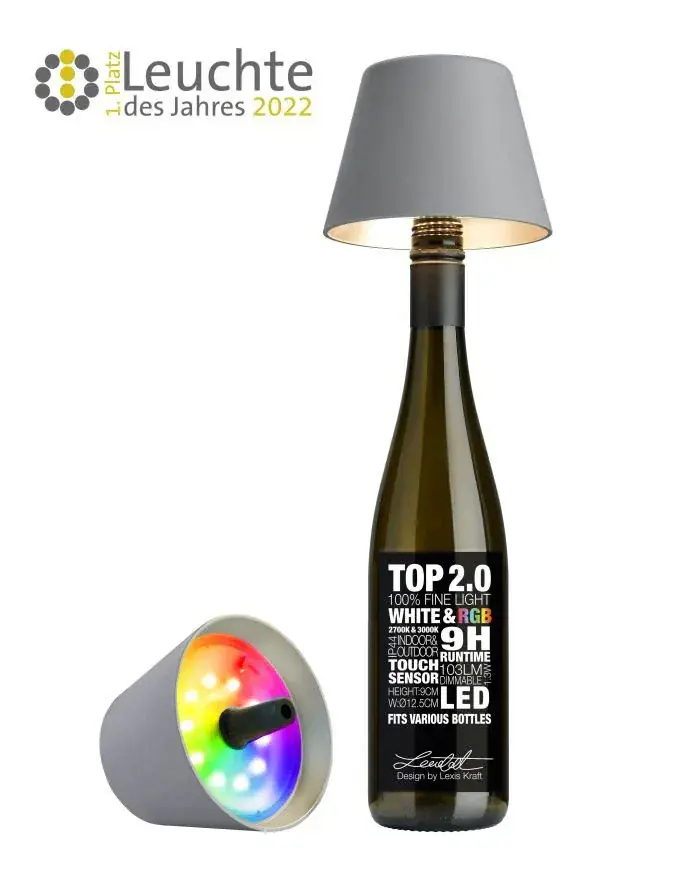 Foto 1 Flessenlampje RGB Donkergrijs