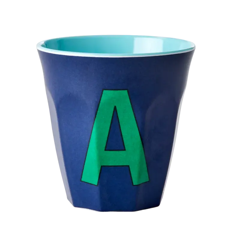 Foto 1 Melamine alfabet beker Blue A
