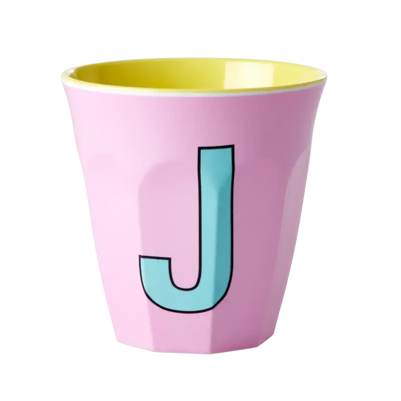 Foto 1 Melamine alfabet beker Pink J