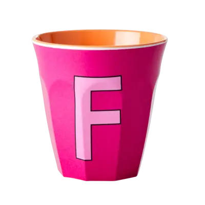 Foto van Melamine alfabet beker Pink F