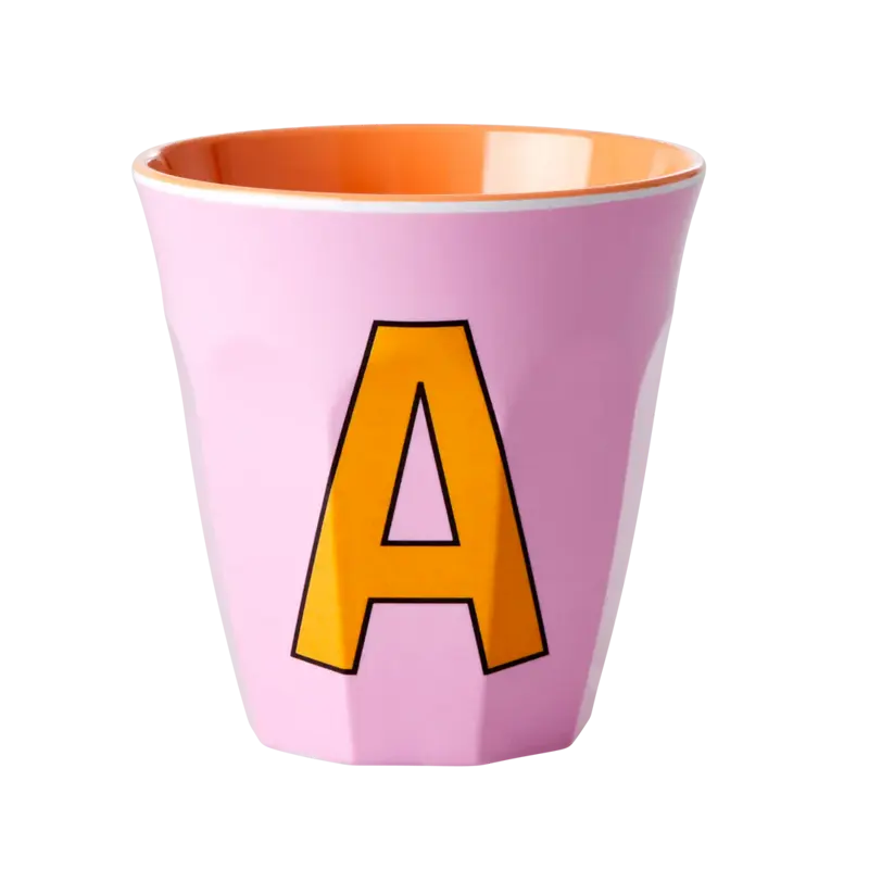 Foto 1 Melamine alfabet beker Pink A