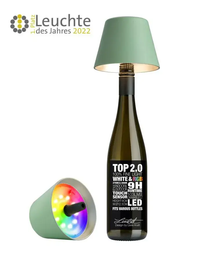 Foto 1 Flessenlampje RGB olijfgroen