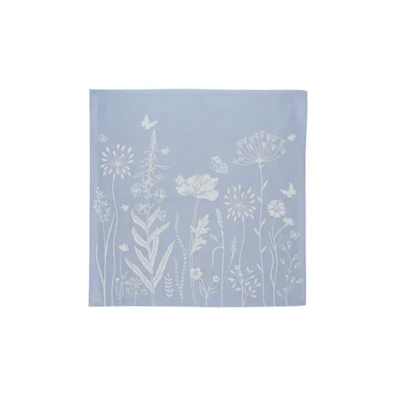 Foto 2 Theedoek Wild Flowers Blauw