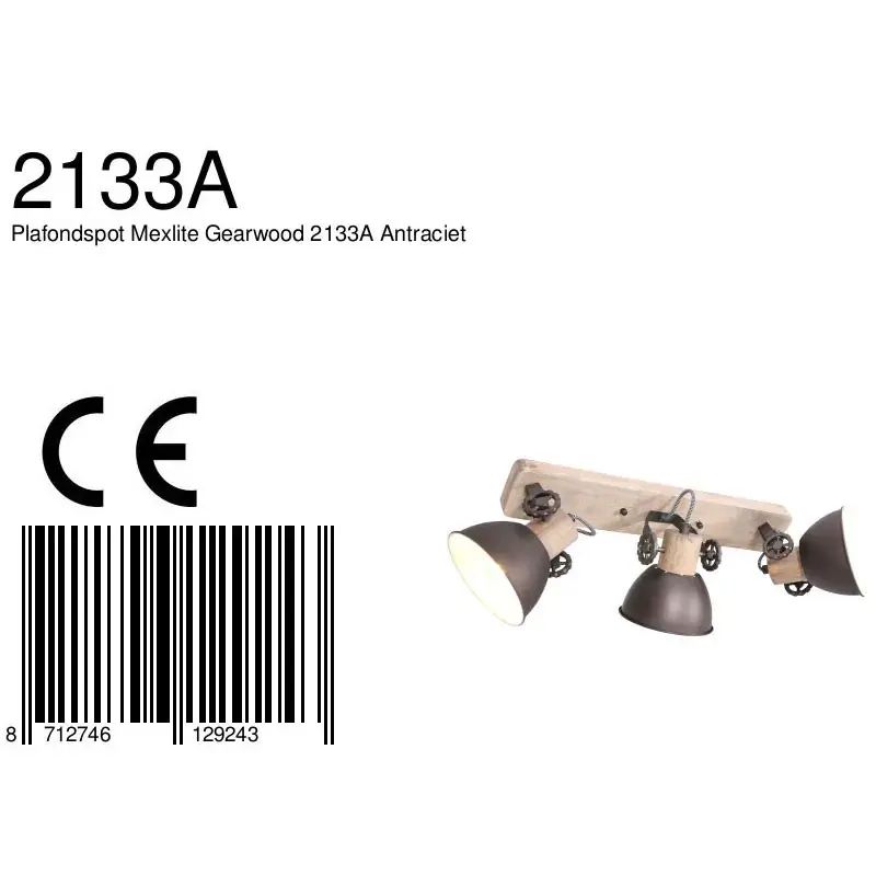 Foto 7 Plafondlamp Gearwood 2133A Antraciet Gearwood 2133A