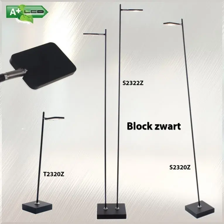 Foto 4 Vloerlamp Block blok led 5W met dimmer zwart s 2320 z