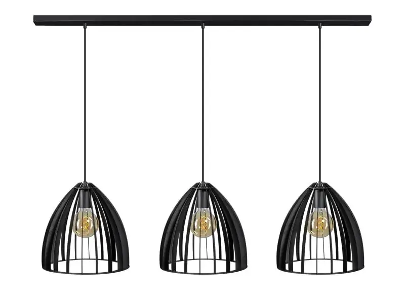 Foto 1 Hanglamp 3xe27 balk 120cm sandy zwart