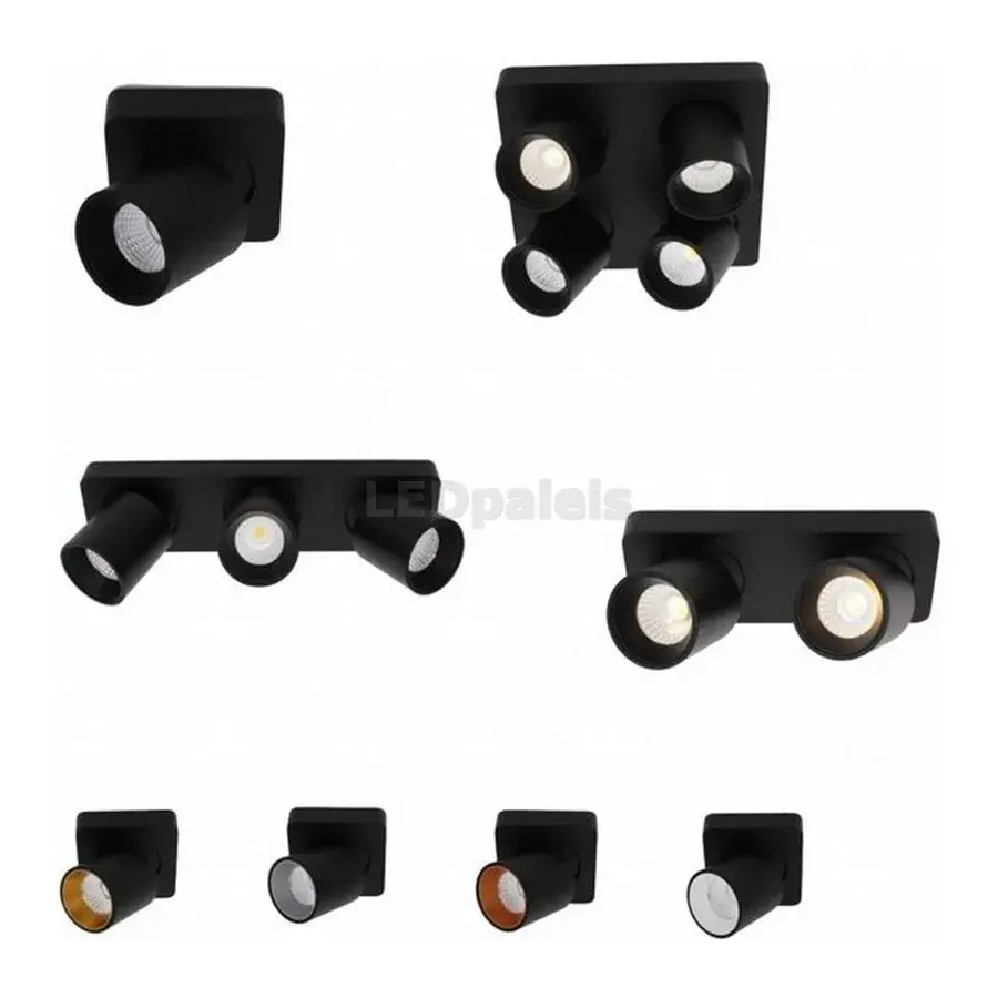 Foto 3 spot laguna zwart 1-lichts vierkant IP20 LED 6W 2700K 540lm dimbaar