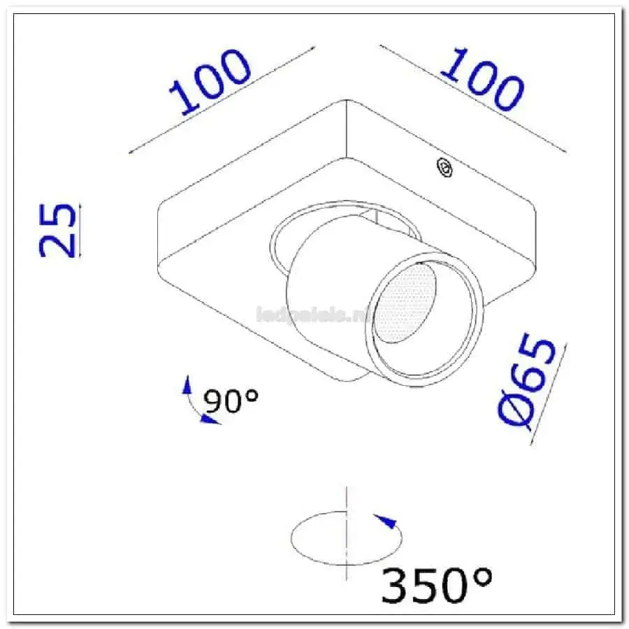 Foto 5 spot laguna zwart 1-lichts vierkant IP20 LED 6W 2700K 540lm dimbaar